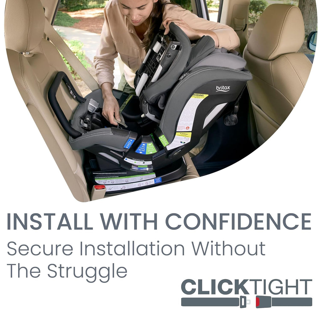 Britax Poplar S Convertible Car Seat, 2-in-1 Car Seat Extended Rear Facing, 17' Slim Car Seat Design with Fast & Easy ClickTight Installation, Anti-Rebound Bar & SafeWash Fabrics — Glacier Graphite