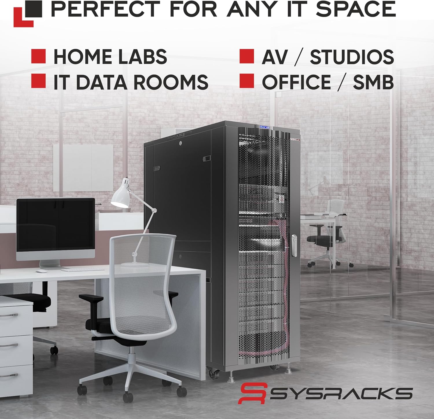 15U Wall Mount Server Rack Cabinet, 19' Enclosed Network & IT Equipment Enclosure, 24' Deep, Locking Mesh Door