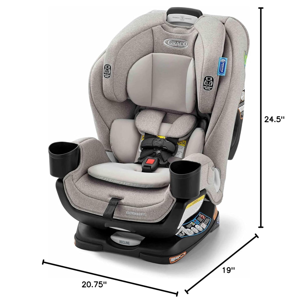 Graco Extend2Fit 3-in-1 Convertible Car Seat, 3 Modes – Rear Facing, Forward Facing Baby Car Seat and Highback Booster Seat, Adjustable Extension Panel for Extra Legroom, Ashten