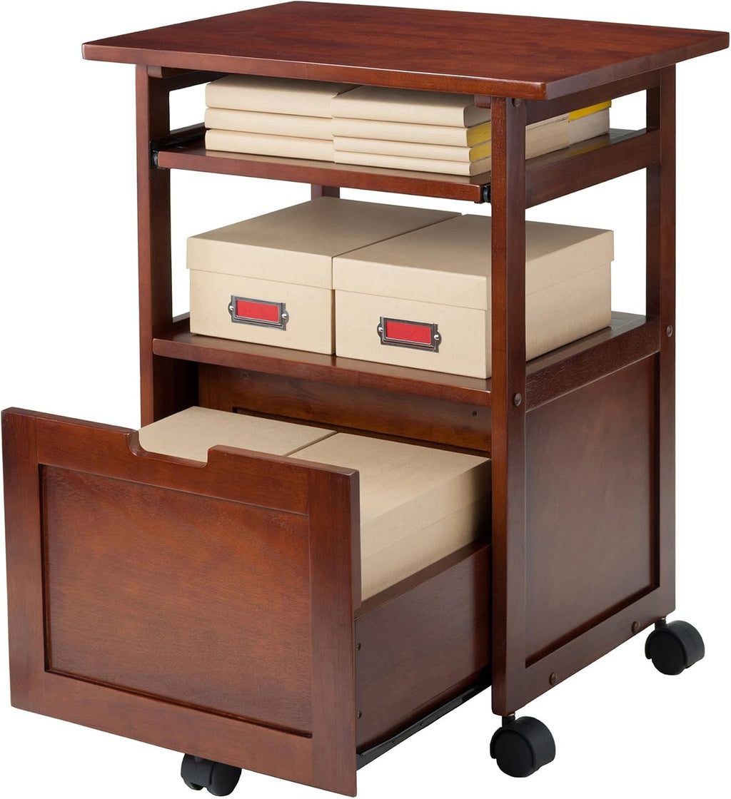 Winsome Piper 3-Shelf Wood Mobile Printer Stand, Brown (94427)