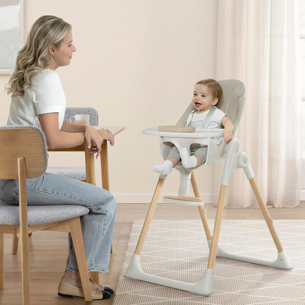 Delta Children Duet 2-in-1 High Chair and Infant Seat - Dishwasher Safe Meal Tray - FSC-Certified Wood, Taupe
