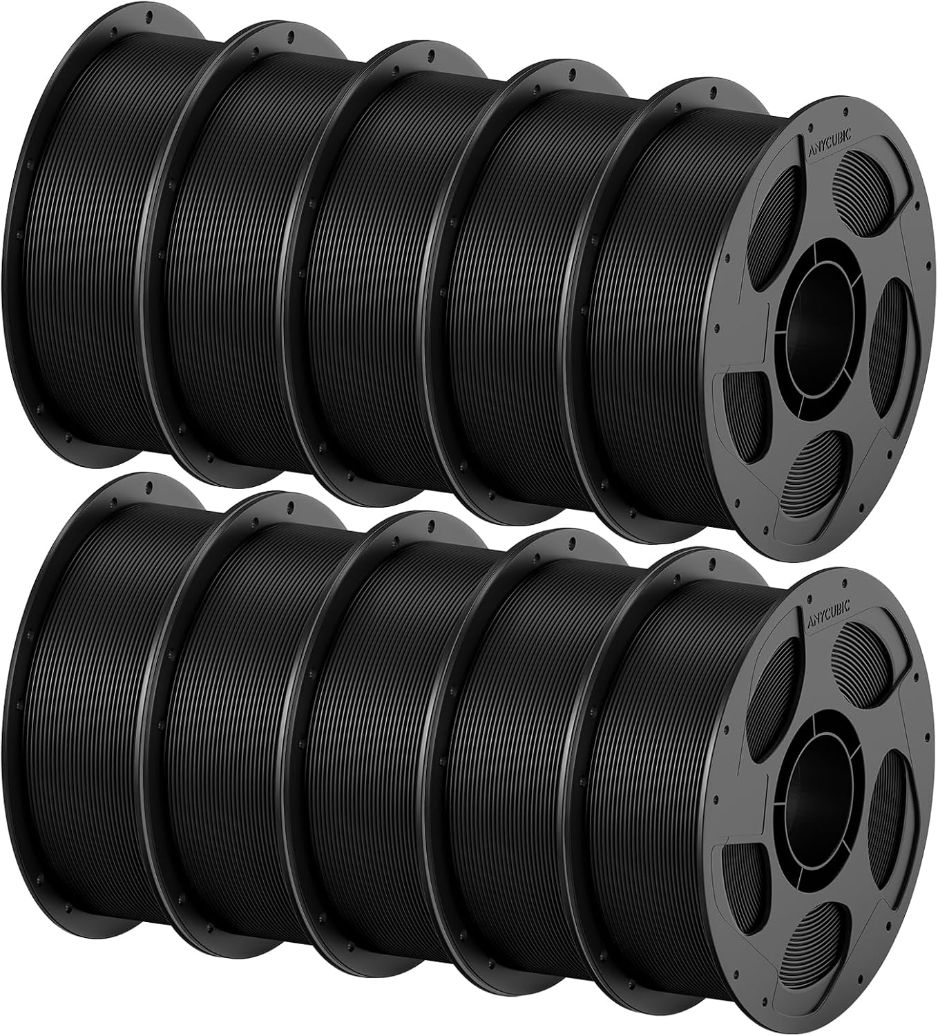 ANYCUBIC PETG Filament 1.75mm Bundle, 3D Printer Filament, Dimensional Accuracy +/- 0.02mm, Exceptional Toughness, 1KG Reusable Spool, 10KG Black