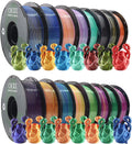 16 Pack PLA Filament Bundle, Silk Dual Color PLA Filament, 1.75mm, 1kg Spool (2.2lbs), Dimensional Accuracy +/- 0.02mm, 16 Different Dual Colors Gradient Filament for Most FDM 3D Printers