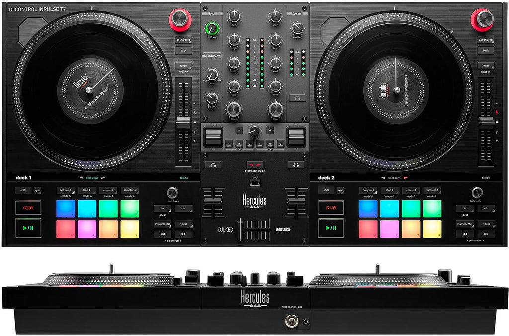 Hercules DJControl Inpulse T7 2-Channel DJ Controller Bundle with TRS Cable, MIDI Cable, and Austin Bazaar Polishing Cloth