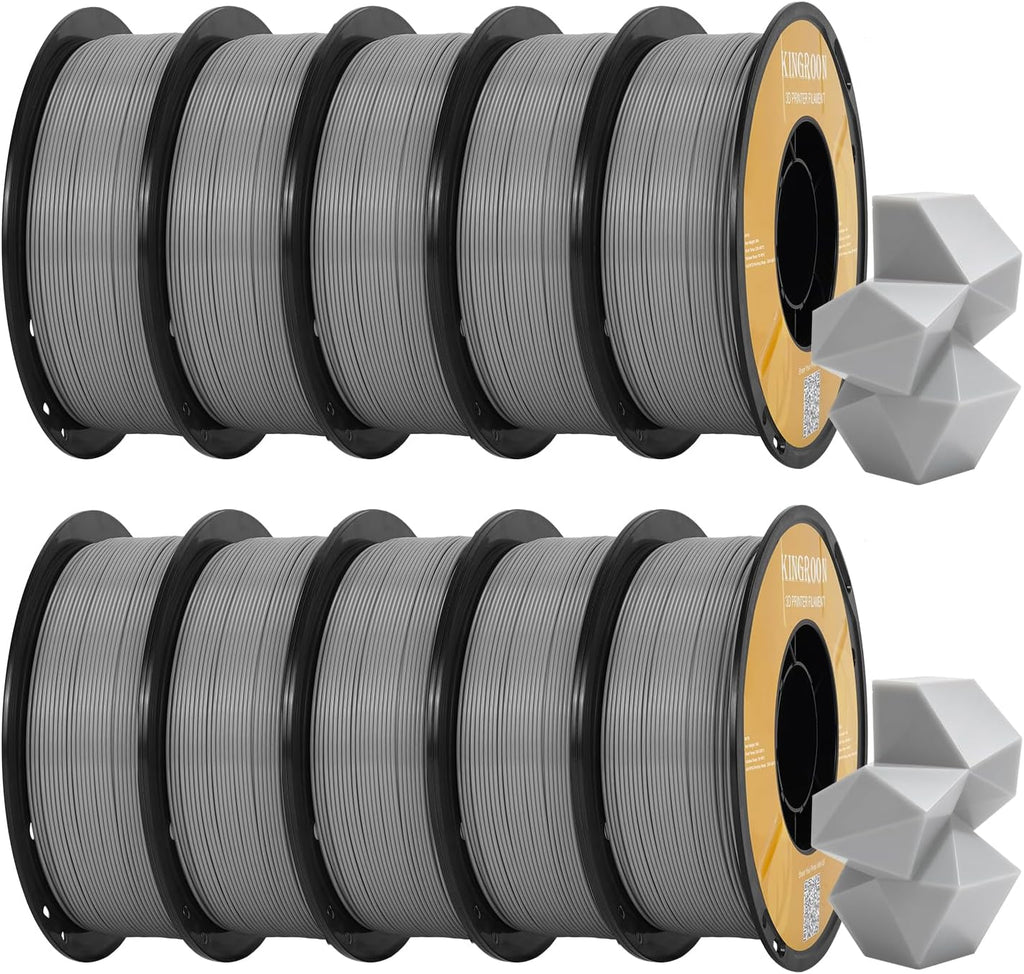 Kingroon High Speed PETG 3D Printer Filament Bundle 1.75mm, 3D Printer Rapid Filament for 30-600mm/s Hyper Printing Filament, Dimensional Accuracy +/- 0.03 mm, 10 kg Plastic Spool (22lbs（Gray）