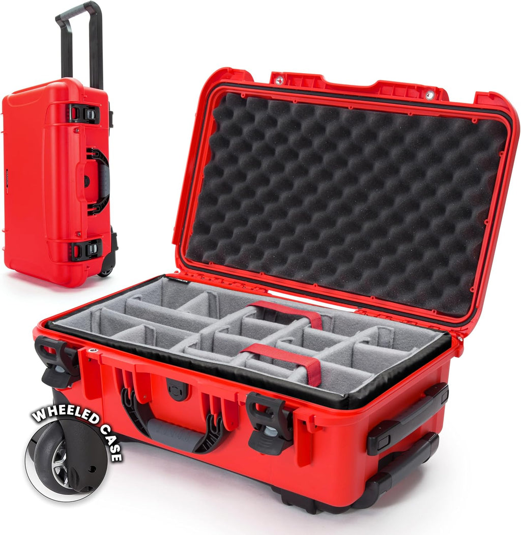 NANUK 935 Hard Case with Padded Divider – Waterproof Equipment Case with Wheels, 22' x 14' x 9' – Dustproof and Impact Resistant, Airline Carry-On Approved – Red