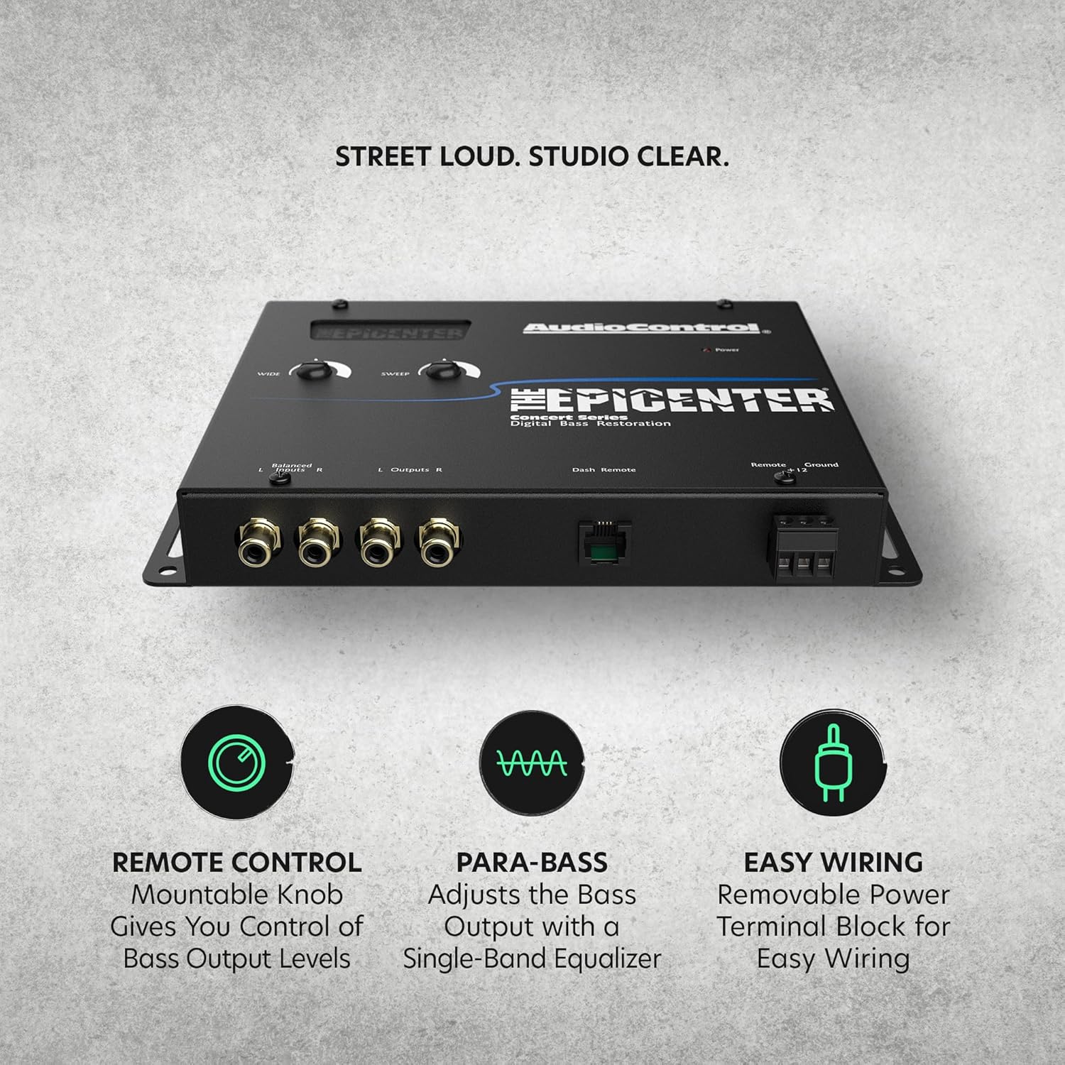 AudioControl The EPICENTER Concert Series Digital Bass Restoration Processor, Car Audio Bass Booster Enhancer with Included Dash Mount Wired Remote Control Knob, ParaBASS, Subsonic Filter (Black)