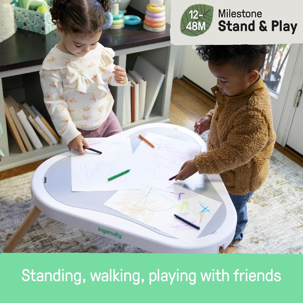 Ingenuity 3-in-1 Baby Jumper and Activity Center with Lights and Sounds – Converts to Toddler Play Table, 4 Adjustable Heights, Wood Legs, Ages 4 Months to 3 Years