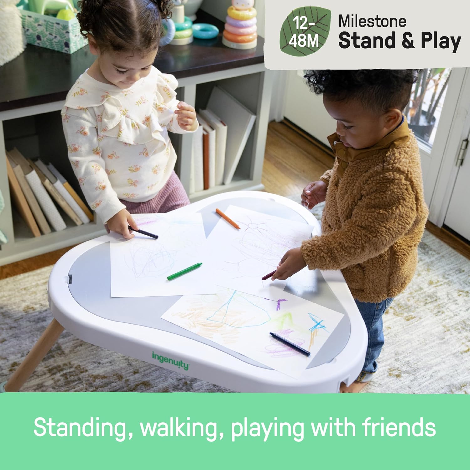 Ingenuity 3-in-1 Baby Jumper and Activity Center with Lights and Sounds – Converts to Toddler Play Table, 4 Adjustable Heights, Wood Legs, Ages 4 Months to 3 Years