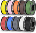 JAYO PLA 3D Printer Filament Bundle 11KG, PLA Filament 1.75mm Bulk, 10 Pack 1.1kg Spool (Black,White,Gray,Pri-Cyan,Cherry Red,Olive Green,Sunny Orange,Pri-Yellow,Sakura Pink,Chocolate)