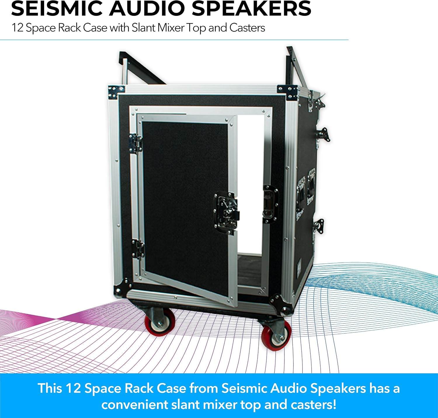 Seismic Audio Speakers 12 Space Rack Case with Slant Mixer Top and Casters, PA/DJ Pro Audio Road Case