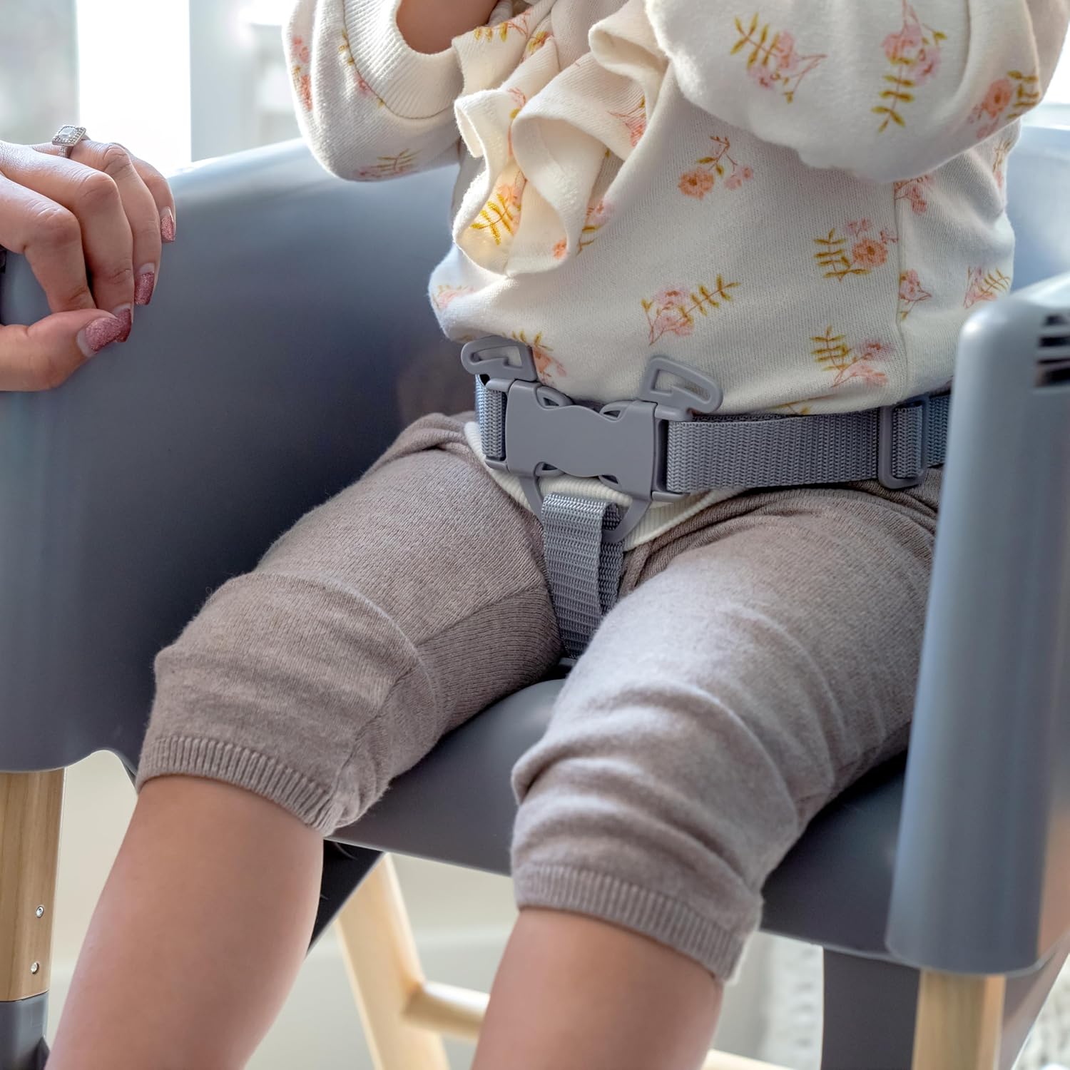 Ingenuity Proper Positioner Deluxe High Chair - 7-in-1 Convertible Baby Seat, Faux Wood Print Legs, Unisex, for Ages 0-36 Months