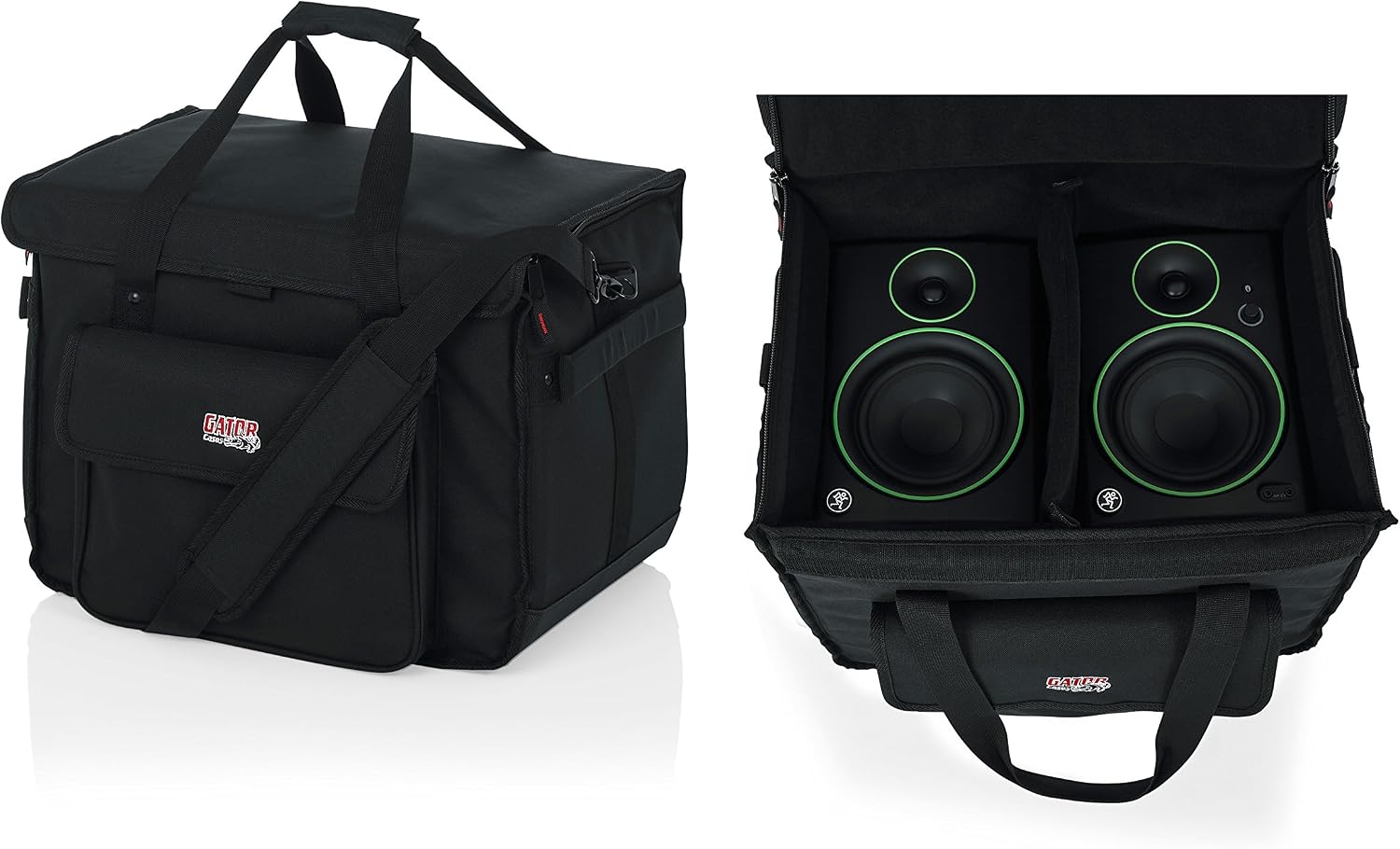 Gator Cases Studio Monitor Tote Bag Holds (2) Powered Monitors Up to 5' Driver Range, Fits JBL, Mackie, KRK, & More (G-STUDIOMON1)