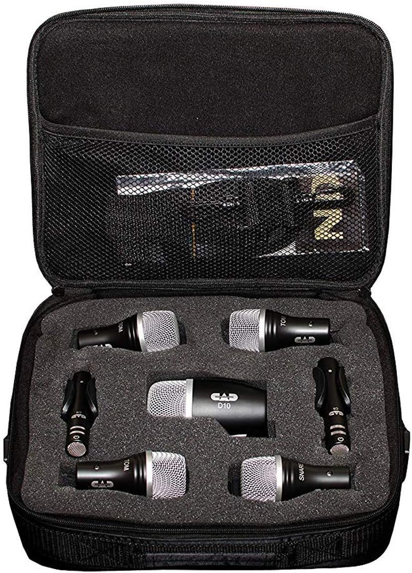 CAD Audio Stage7 Premium 7-Piece Drum Instrument Mic Pack with Vinyl Carrying Case + 7 On Stage Microphones Cables, 20 Feet