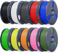 SUNLU 3D Printer Filament Bundle, PLA Plus2.0 Filament 10KG 1.75mm, Neatly Wound Filament for Most 3D Printer, 10 Colors, 1kg Spool, Black+White+Grey+Red+Blue+Green+Yellow+Orange+Pink+Olive Green