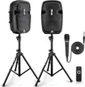 Pyle Active + Passive PA Systems - Dual 8inch 700 Watt Max Power Output Speaker with Microphone, Bluetooth Wireless Streaming, MP3/USB/SD/AUX Readers, Speaker Stands- Pyle PPHP849KT