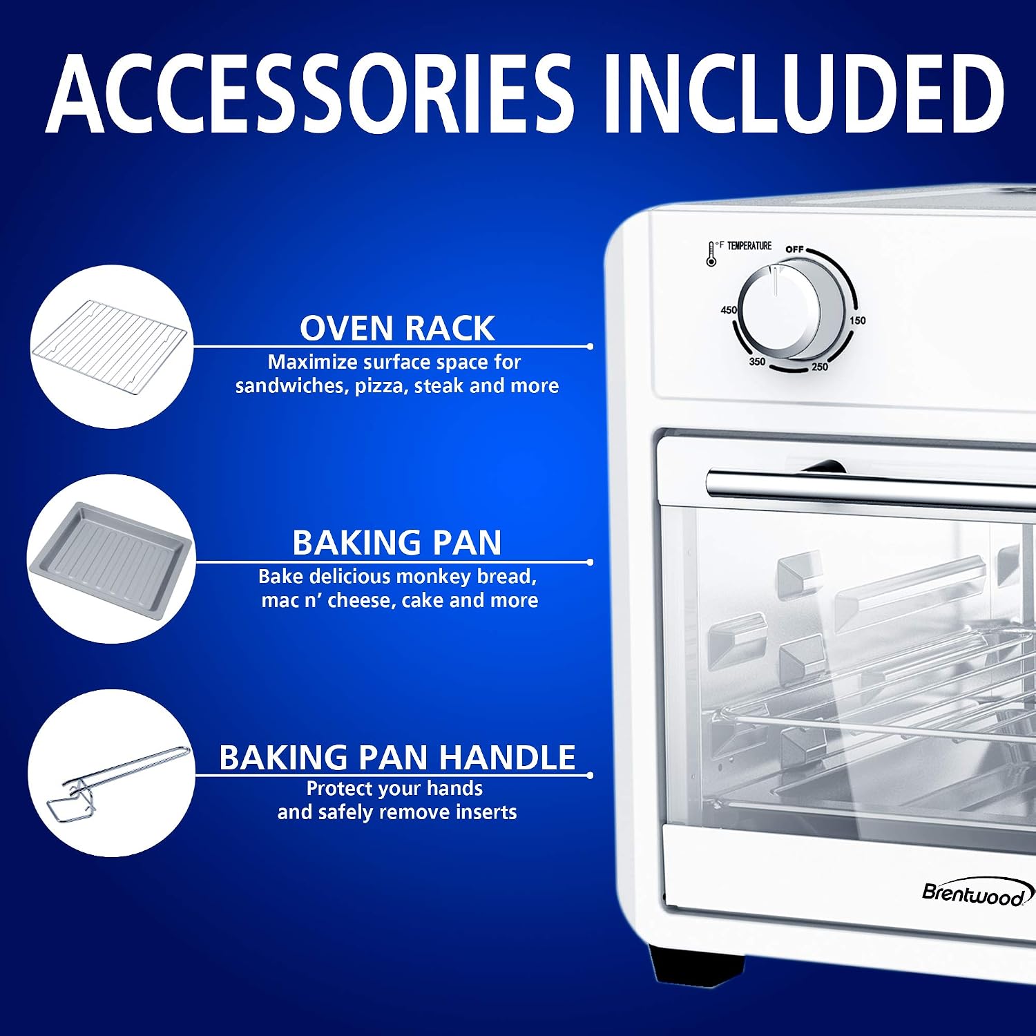 Brentwood AF-2400SI 24-Quart Convection Air Fryer Toaster Oven with 60-Minute Timer, Silver