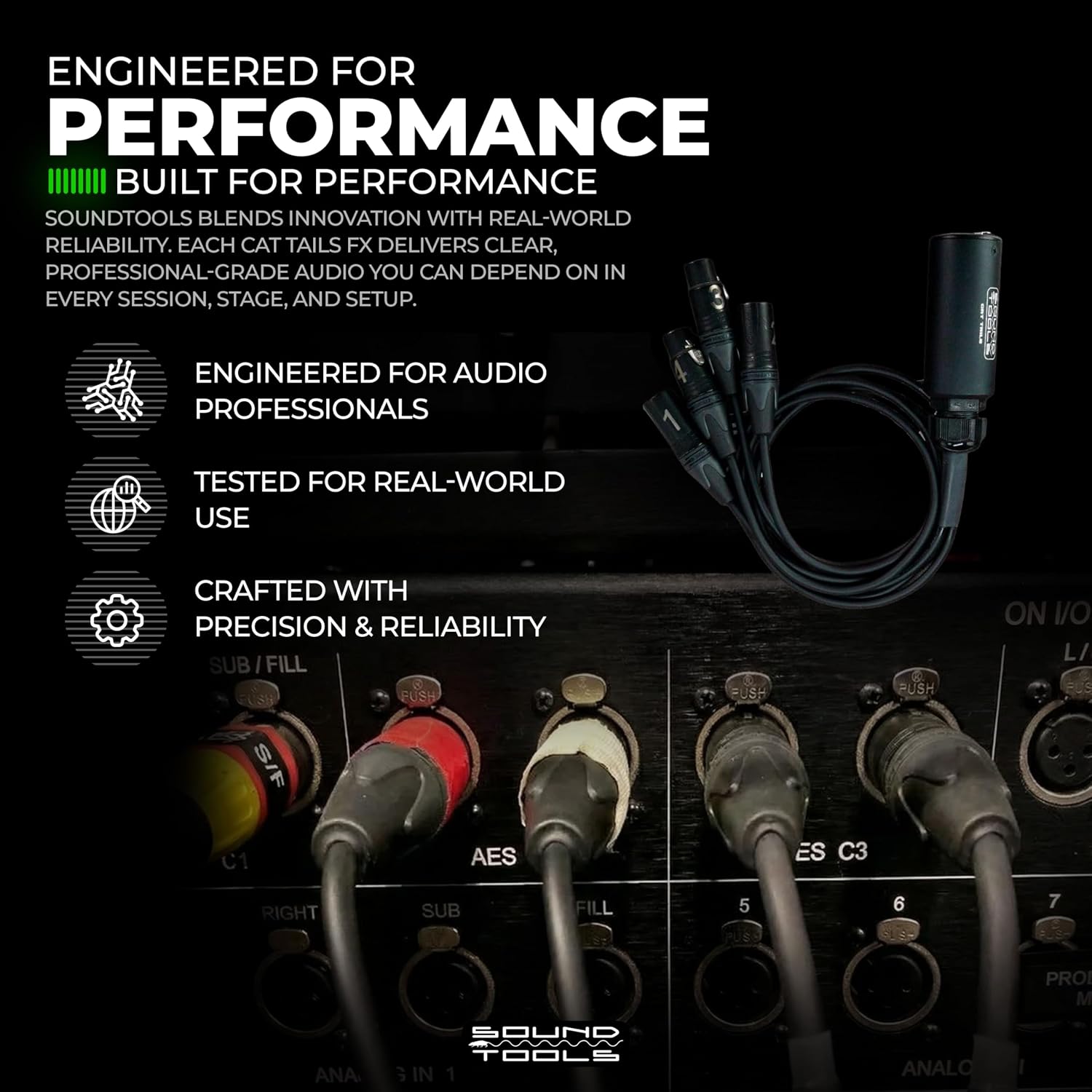 SoundTools CAT Tails MFX – 4 Channel 2 Female + 2 Male XLR to EtherCON Breakout Tails – Send/Return for Analog Audio Over CAT5e/6/7 – Neutrik Connectors – Aluminum Housing for Stage & Live Sound