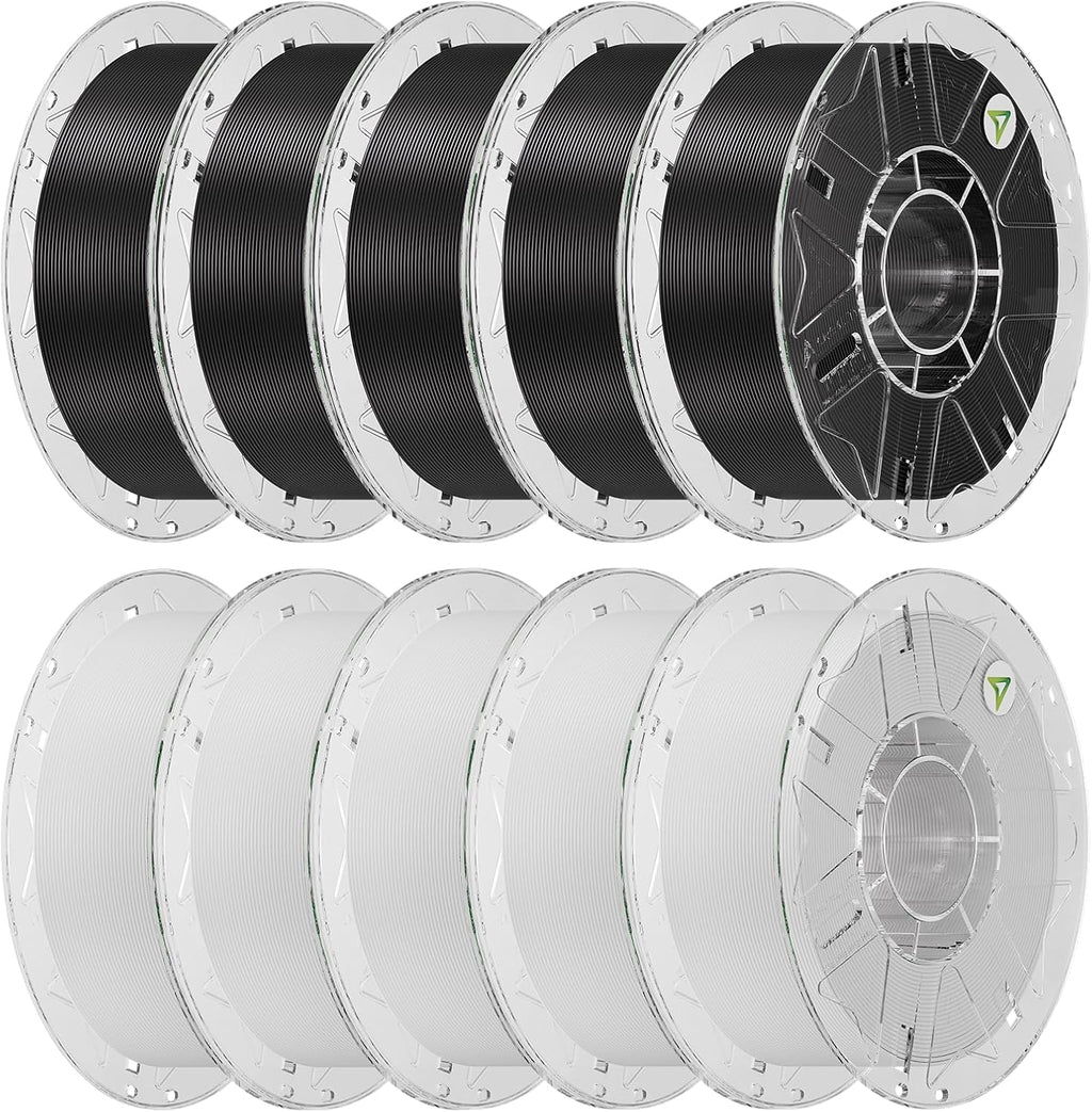 Creality Hyper PLA Filament 1.75mm, RFID 3D Printer Filament PLA for High Speed 30-600mm/s, 10kg(22lbs)/Spool Filament Support CFS, Fits for Most 3D Printers, 5Black & 5White