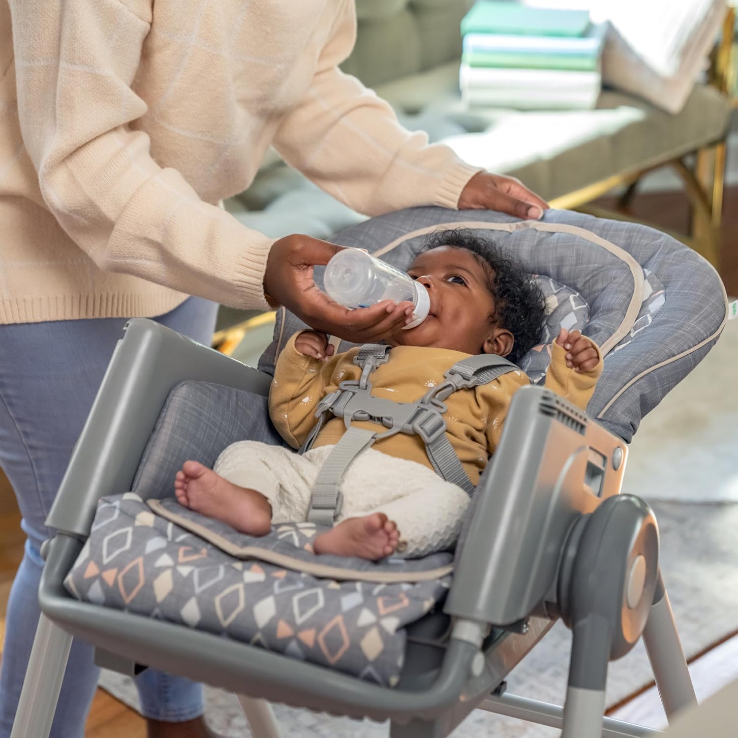Ingenuity Proper Positioner Deluxe High Chair - 7-in-1 Convertible Baby Seat, Removable Rocking Infant Seat, Unisex, for Ages 0-36 Months