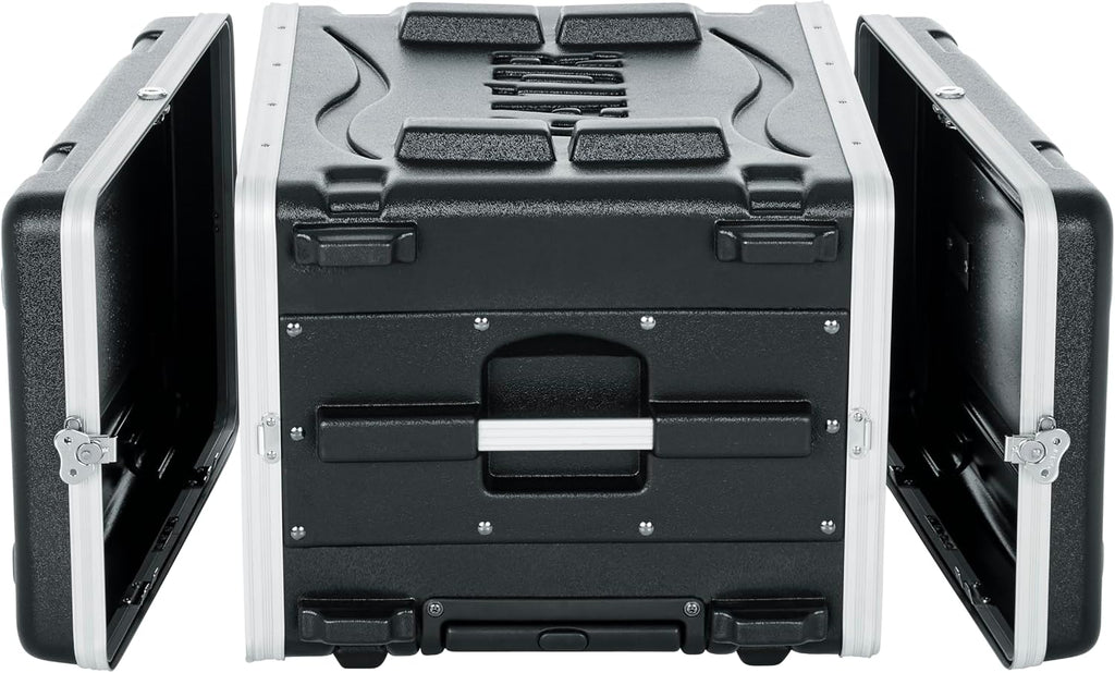 Gator Cases Lightweight Rolling 6U Rack Case with Heavy Duty Latches, Retractable Tow Handle, and Recessed Wheels, Standard 19.25' depth, (GRR-6L)