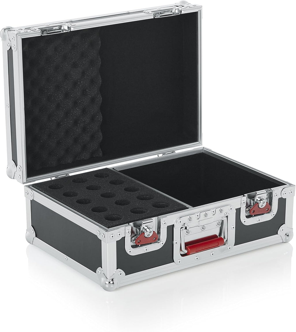 Gator Cases G-TOUR Series Road Case with Foam Drops for (15) Wired Microphones & Accessory Storage (G-TOUR M15)