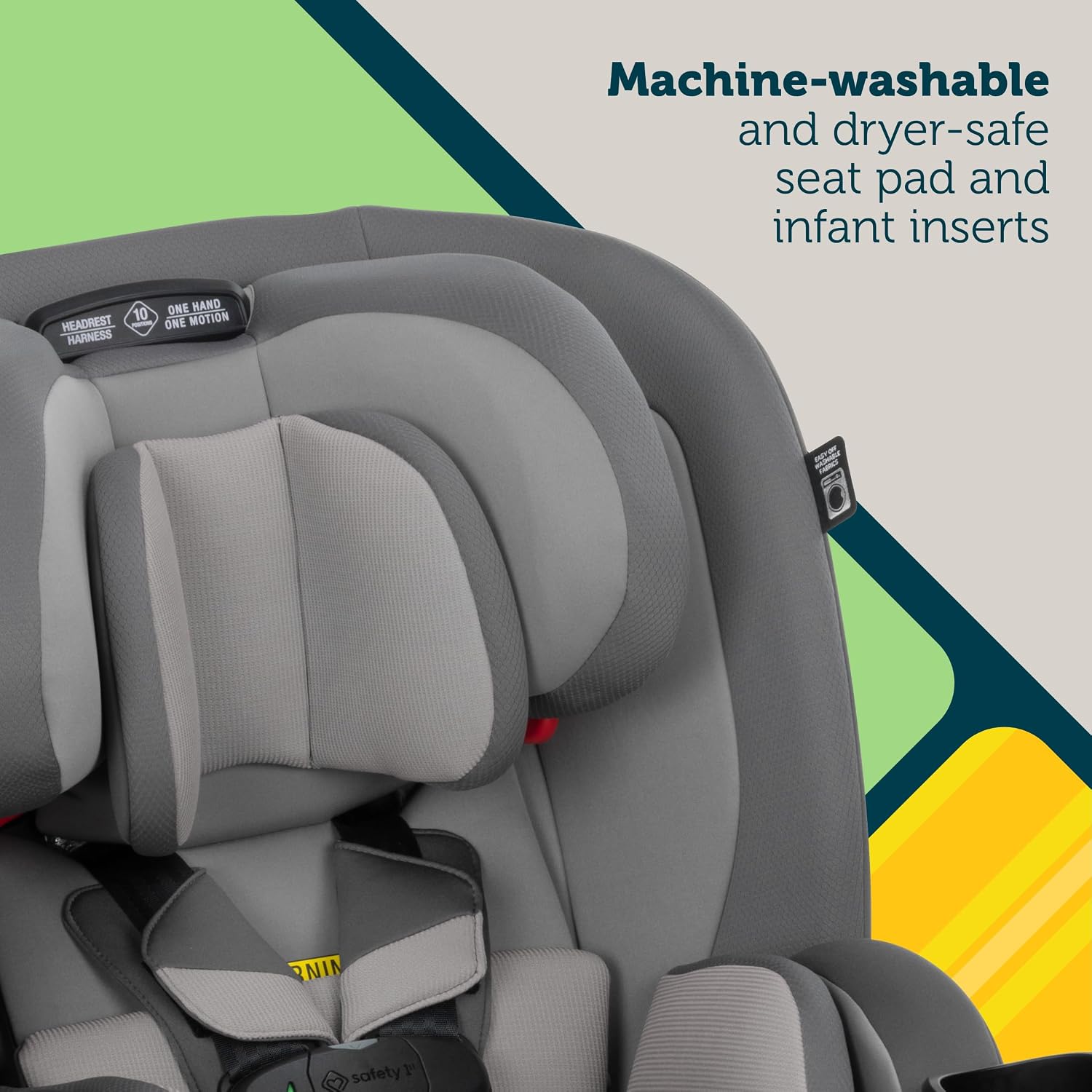 Safety 1st EverSlim 4-in-1 Convertible Car Seat, SecureTech Chest Clip, Ultra-Slim, 4-Mode Infant to Booster, Baby Car Seat, Fits 5-100 lbs, Memory Foam, Fiddlehead