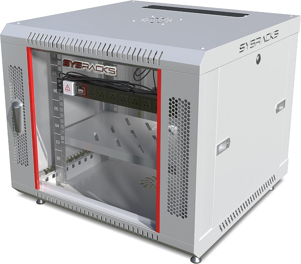 9U Wall Mount Server Rack Cabinet – 19' Network Rack Enclosure, 24' Deep Data Rack Cabinet with Fan, PDU & Shelf for IT Equipment, Switches and Patch Panel