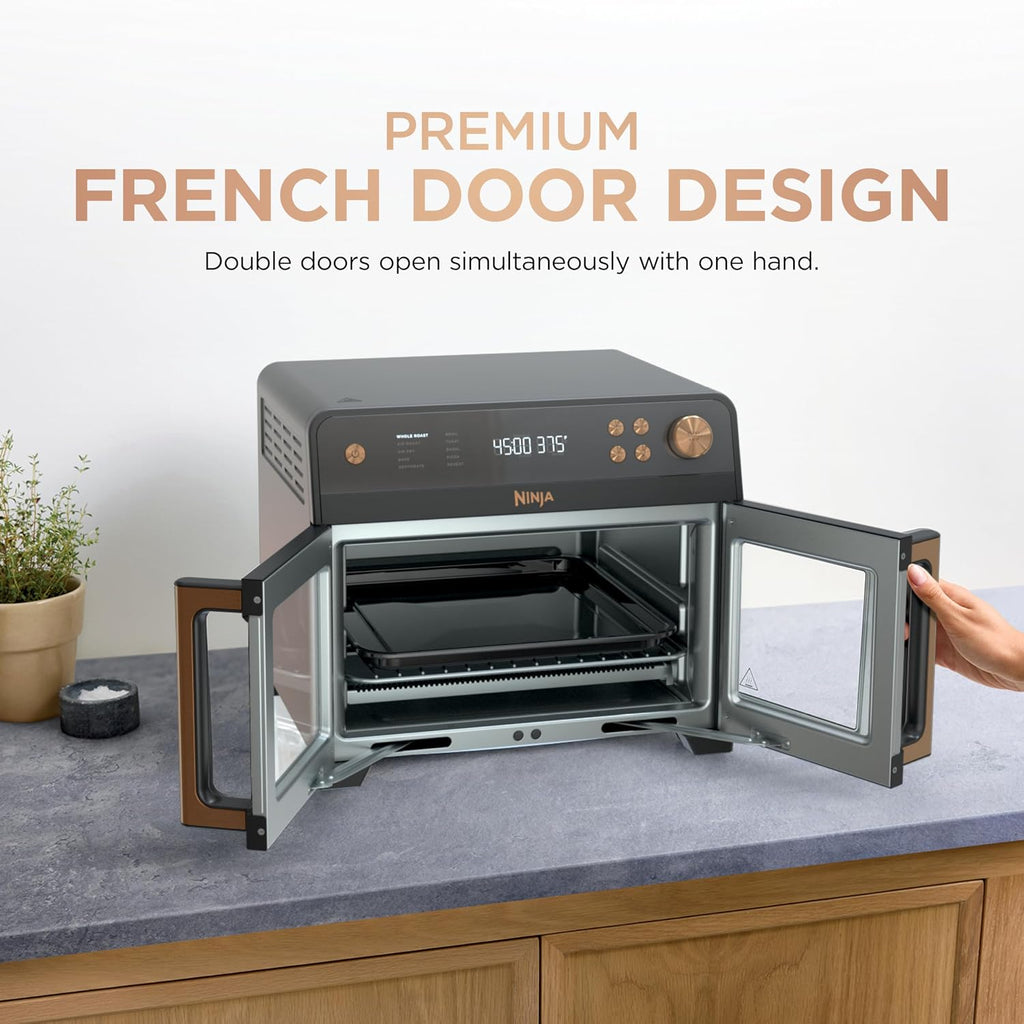 Ninja | French Door Premier Air fry Oven | 10-in-1 functions | 20.3-qt capacity | 5-qt Air Fry Basket, Sheet Pan, Wire Rack, Broil Rack | PFAS-free, Dishwasher-Safe Accessories | Black | FO101BK