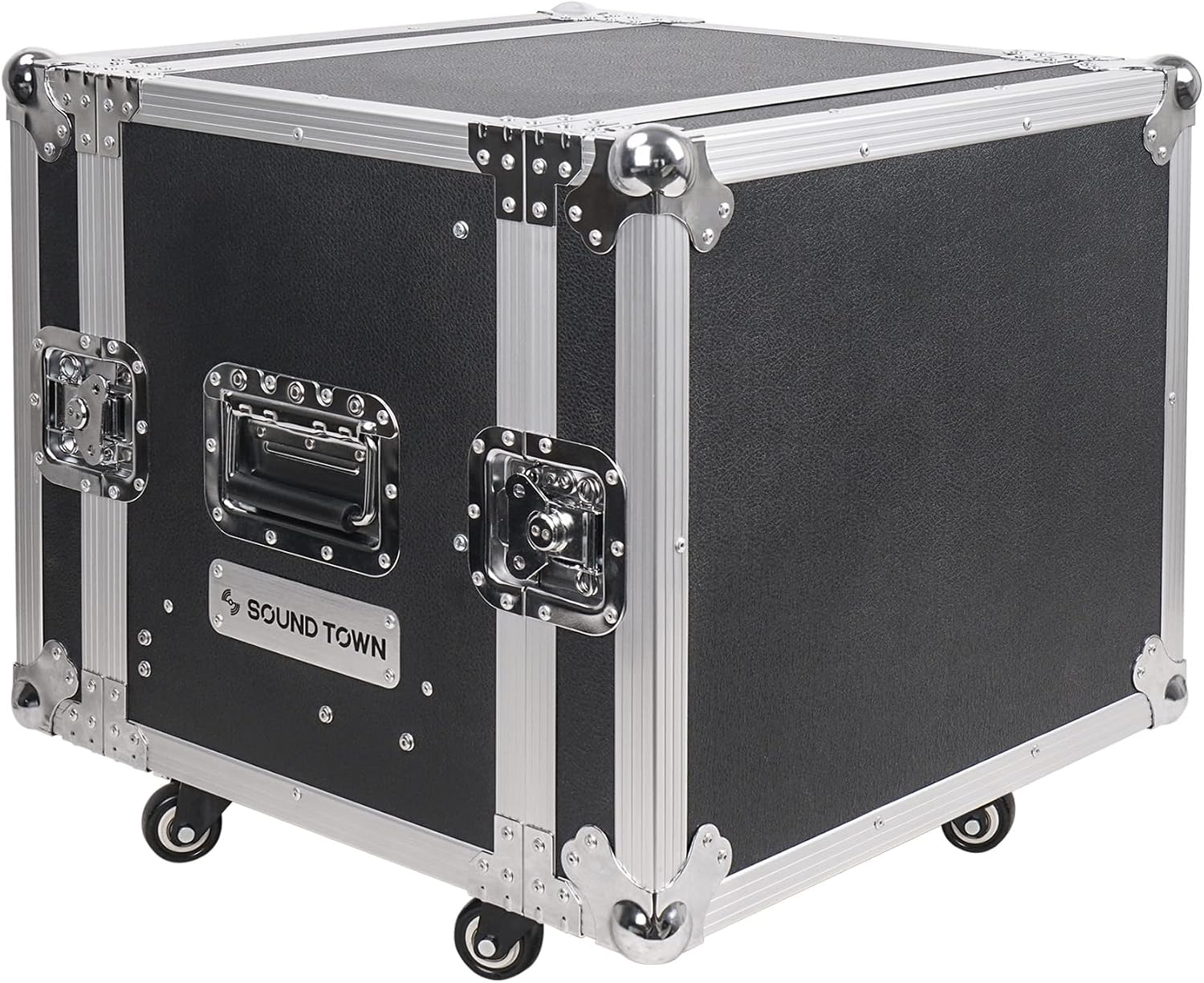 Sound Town 6U Rack Case with 2U Rack Drawer, Casters, for 19' Amps, Mixers, Microphone Receivers (STRC-6U2DR)
