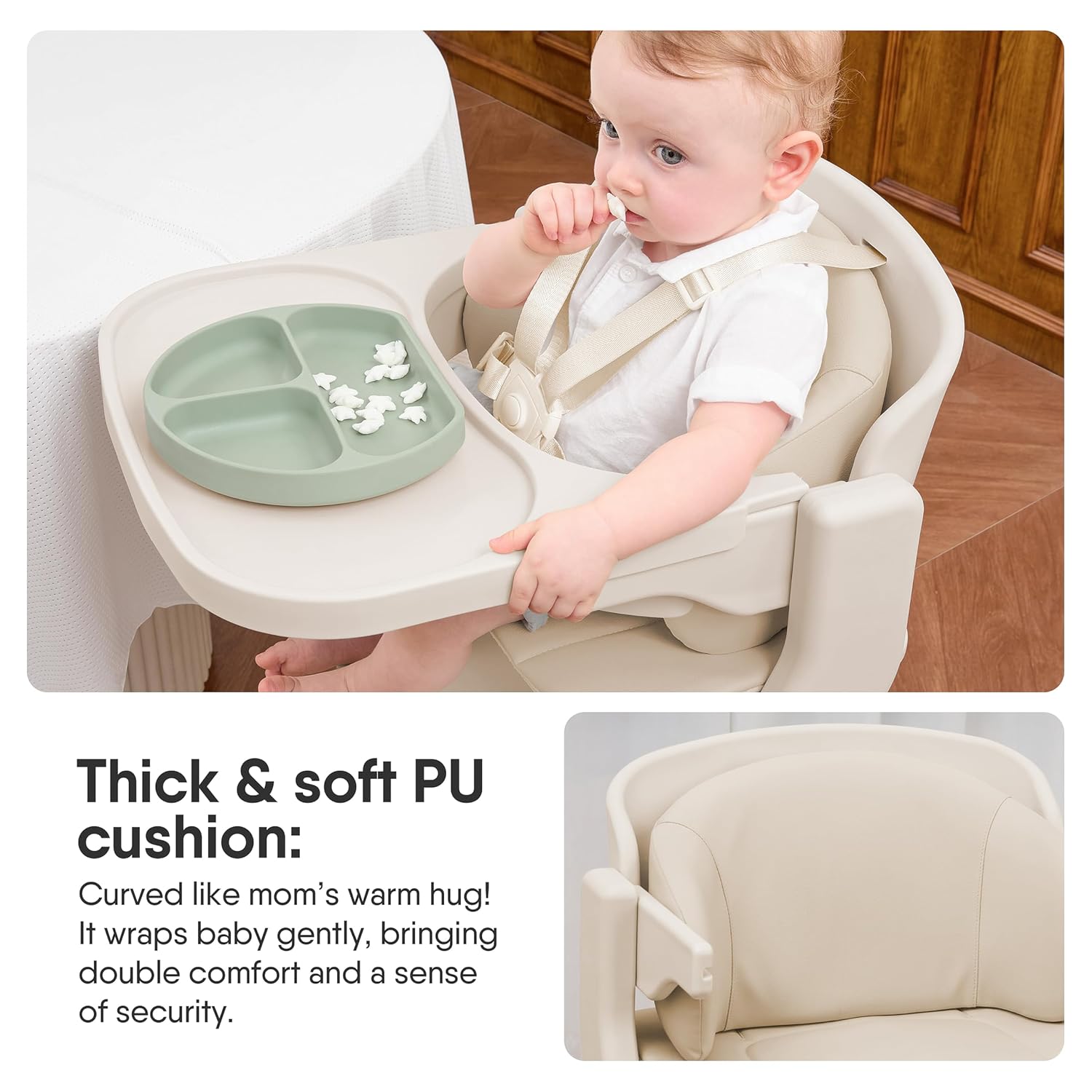 Obee Odee Full-Body Washable Baby High Chair with Soft Cushion, Adjustable for 6 Months to 220 Lb - Multifunctional and Convertible High Chairs for Babies and Toddlers -Portable and Easy Operation