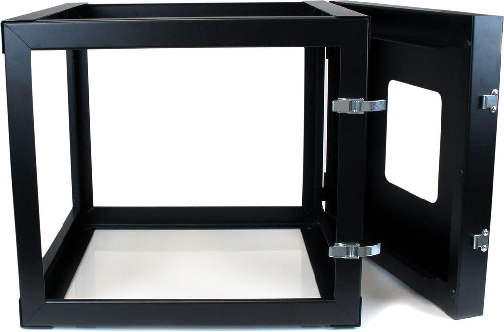 StarTech.com 4-Post 8U Hinged Wall-Mount Network Rack, 19' Open Frame Server Rack with 19.8in Mounting Depth, Wall Mount Swing Out Data Rack for IT / AV / Computer Equipment, TAA (RK819WALLOH)
