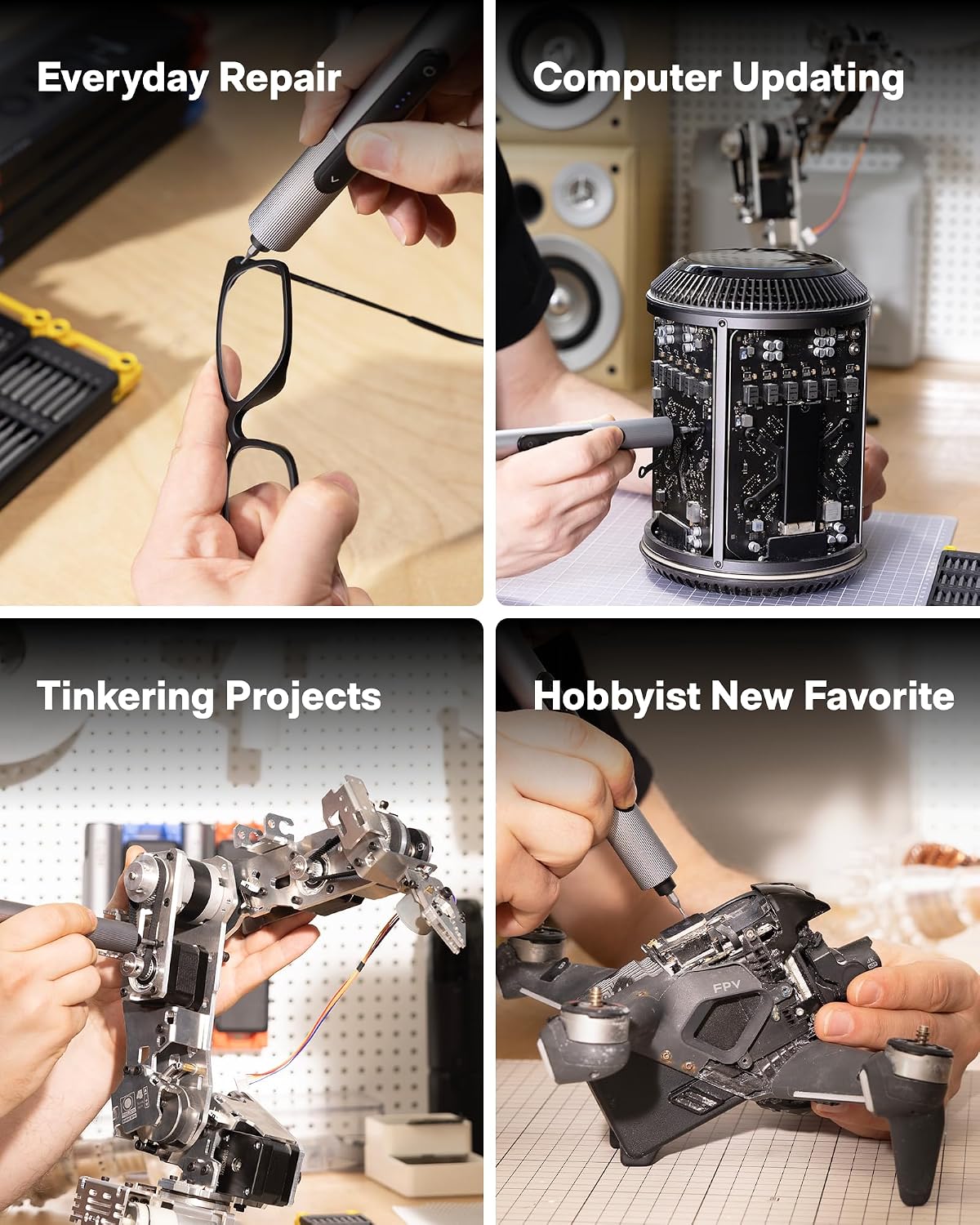 HOTO SNAPBLOQ 3-in-1 Mini Power Tool Kit – Mini Drill & Rotary Tool, Electric Screwdriver with 114 Accessories, Magnetic Modular System, Ideal for 3D Printing Finishing, Electronics Repair, DIY Crafts