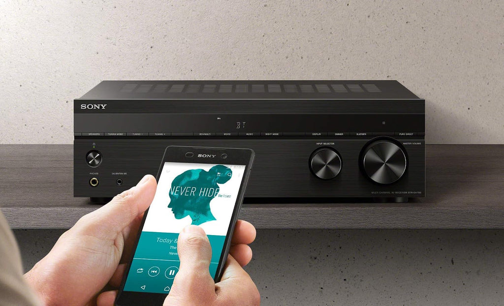 Sony STRDH190 2-ch Stereo Receiver with Phono Inputs and Bluetooth Bundle with 100ft of Speaker Wire and 5 Pairs of Banana Plugs (3 Items)