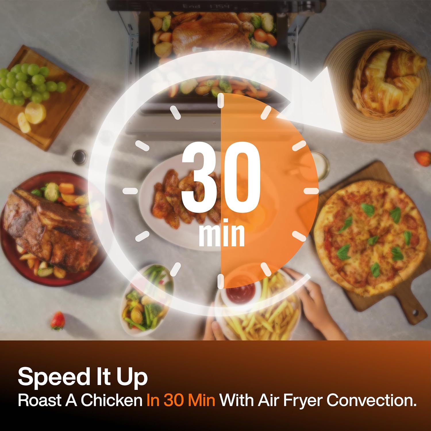 Typhur Sync Oven with Smart Wireless Meat Thermometer Probe, 12‑in‑1 Countertop Airfryer Toaster Oven Combo, 360° Turbo Convection, Dehydrator, Recipes & 5 Accessories, Large 27QT with Extra Wire Rack