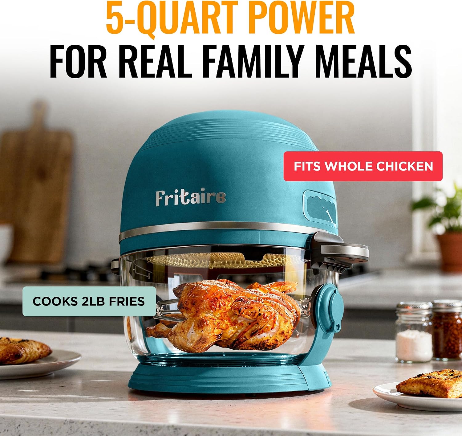 Non Toxic Air Fryer™ Pro | 9-in-1 Glass Air Fryer | Self-Cleaning | 5 Quart | Rotisserie and Tumbler | 400F Vortex For Even Cooking, BPA-Free Teflon Free, Recrisp, Roast, Bake, Sage