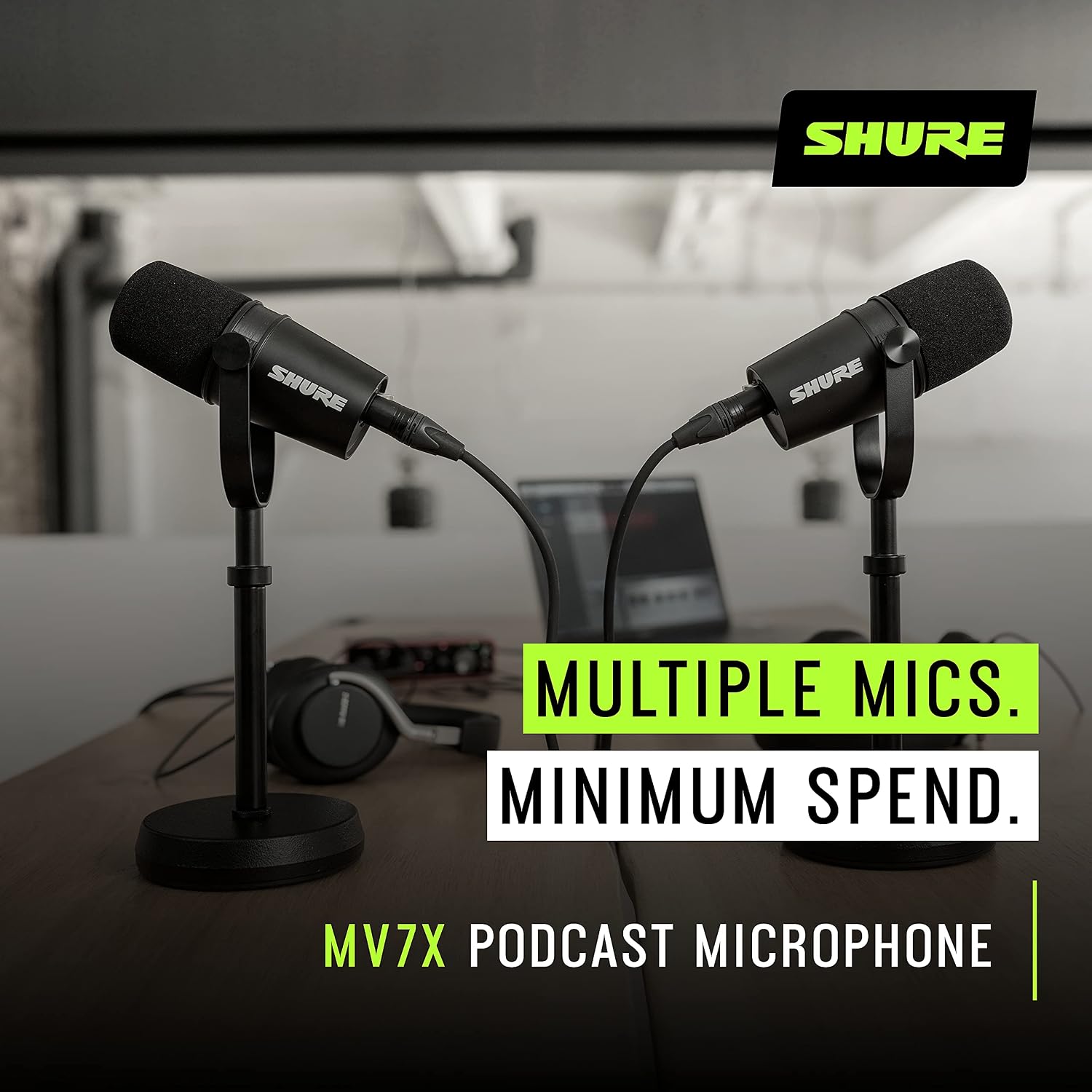 Shure MV7X XLR Dynamic Microphone – Voice-Isolating Cardioid Mic for Podcasting, Vocal Recording & Broadcasting, All-Metal, Black