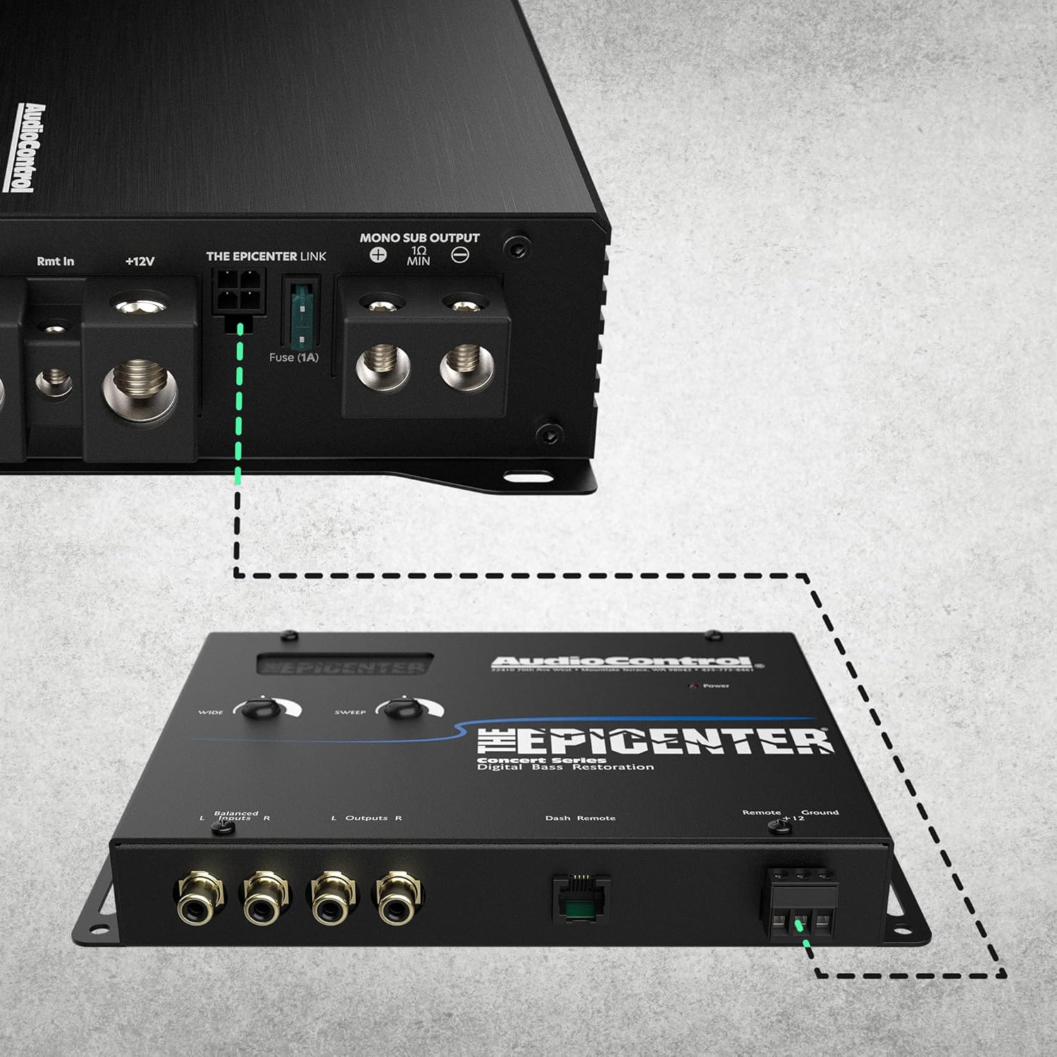 AudioControl The EPICENTER Concert Series Digital Bass Restoration Processor, Car Audio Bass Booster Enhancer with Included Dash Mount Wired Remote Control Knob, ParaBASS, Subsonic Filter (Black)
