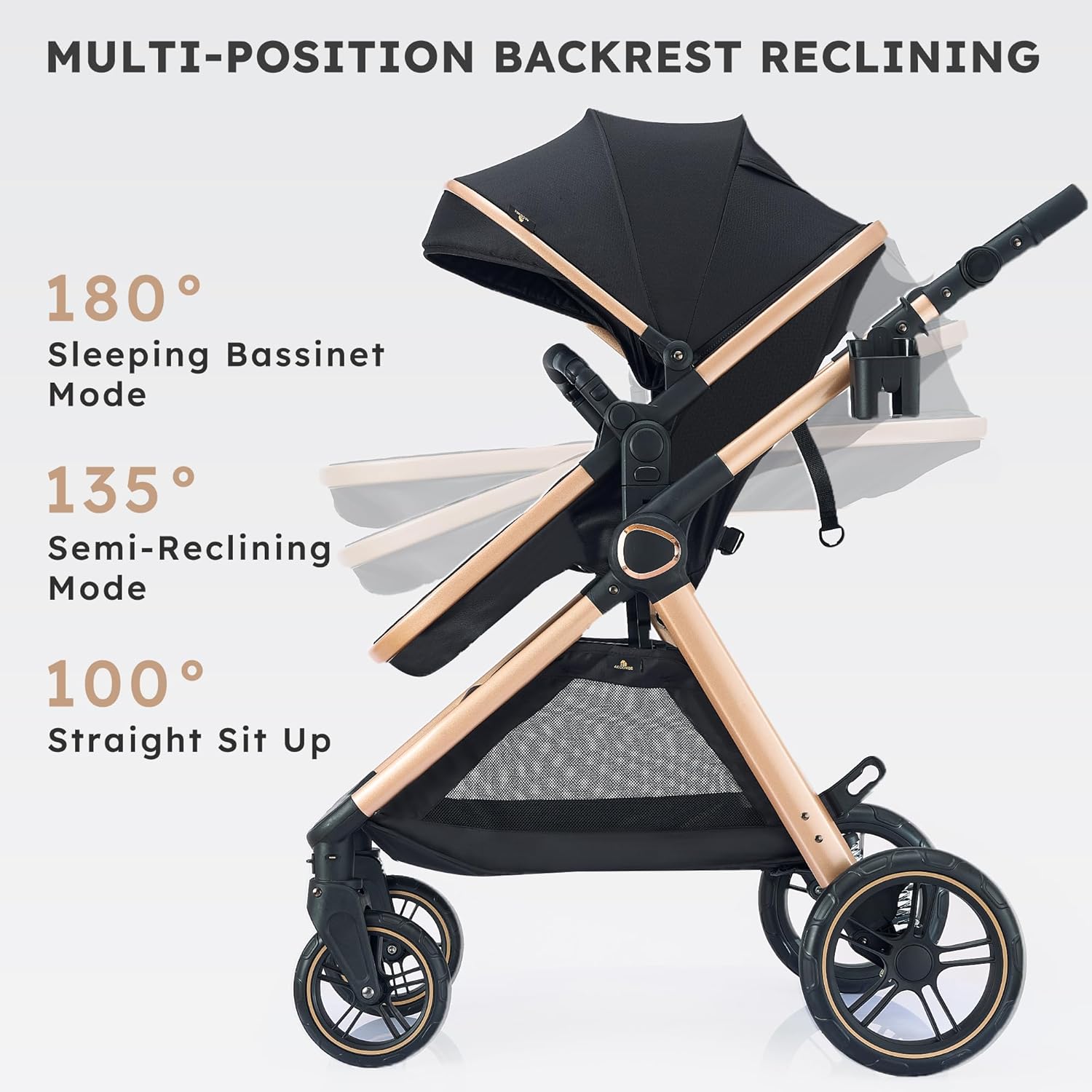 Accombe 2 in 1 Baby Stroller, Convertible Bassinet Pushchair for Infants and Newborns 0-36 Months