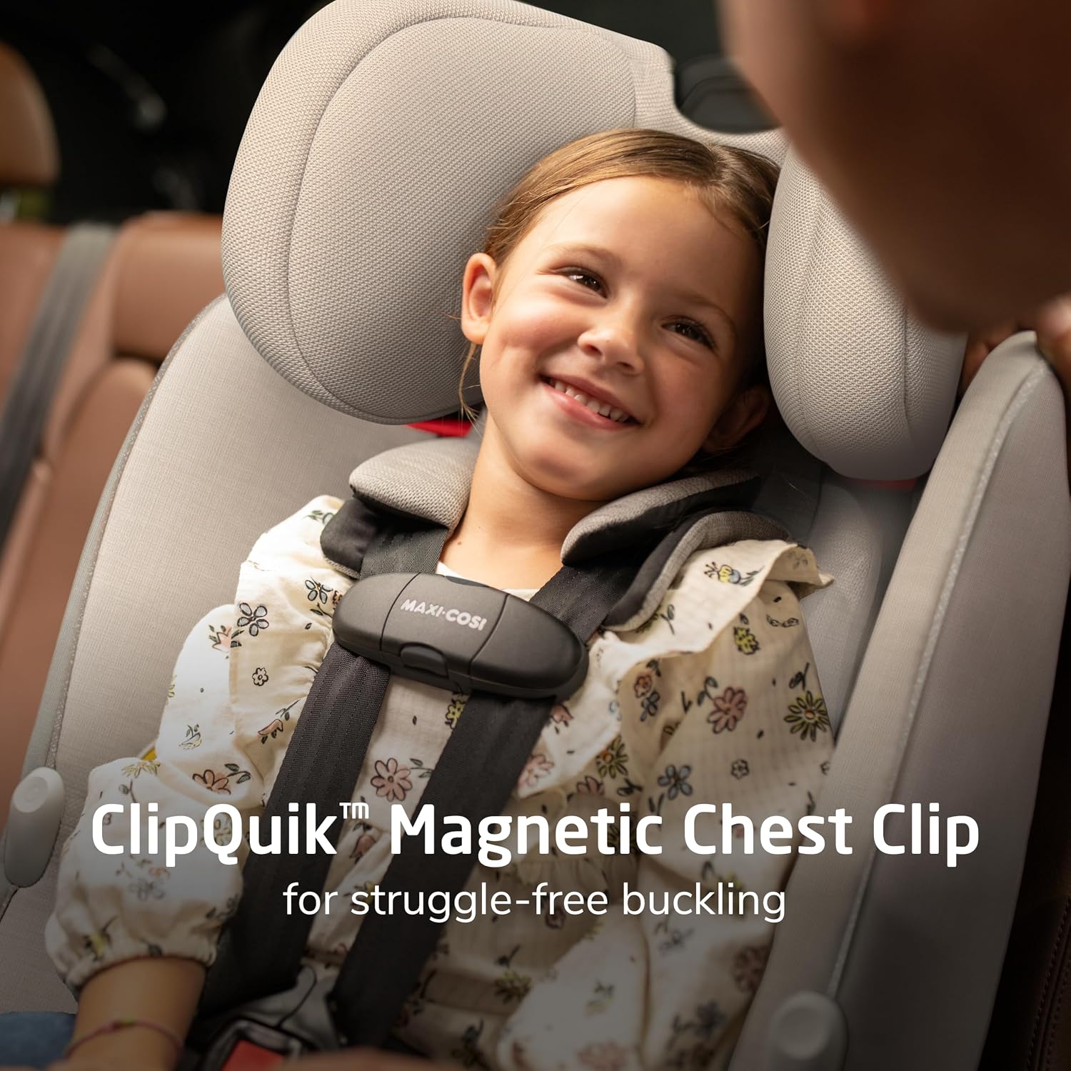 Maxi-Cosi Pria Max 3-in-1 Convertible Car Seat, Infant to Toddler Car Seat, ClipQuick Magnetic Chest Clip, Quick-Install Latch, Machine-Washable Cover, 5-100 lbs, Oyster Shell