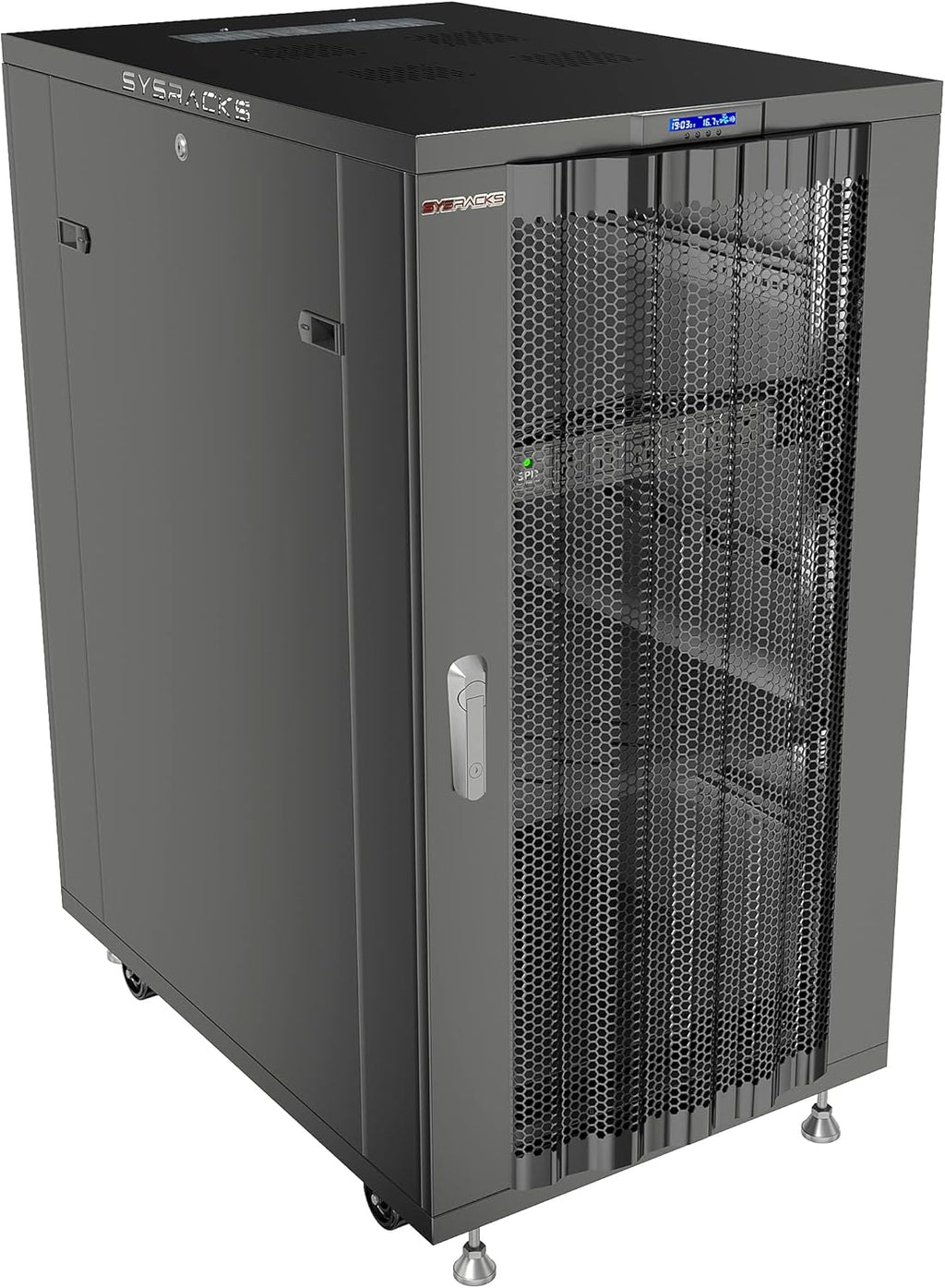 Sysracks 22U Server Rack Cabinet, 39' Deep 19' Floor Standing Enclosed Network Rack for Home Lab, NAS, UPS & AV Gear, Vented Doors, 4 Fans, PDU, Shelf, 1600 lb Capacity