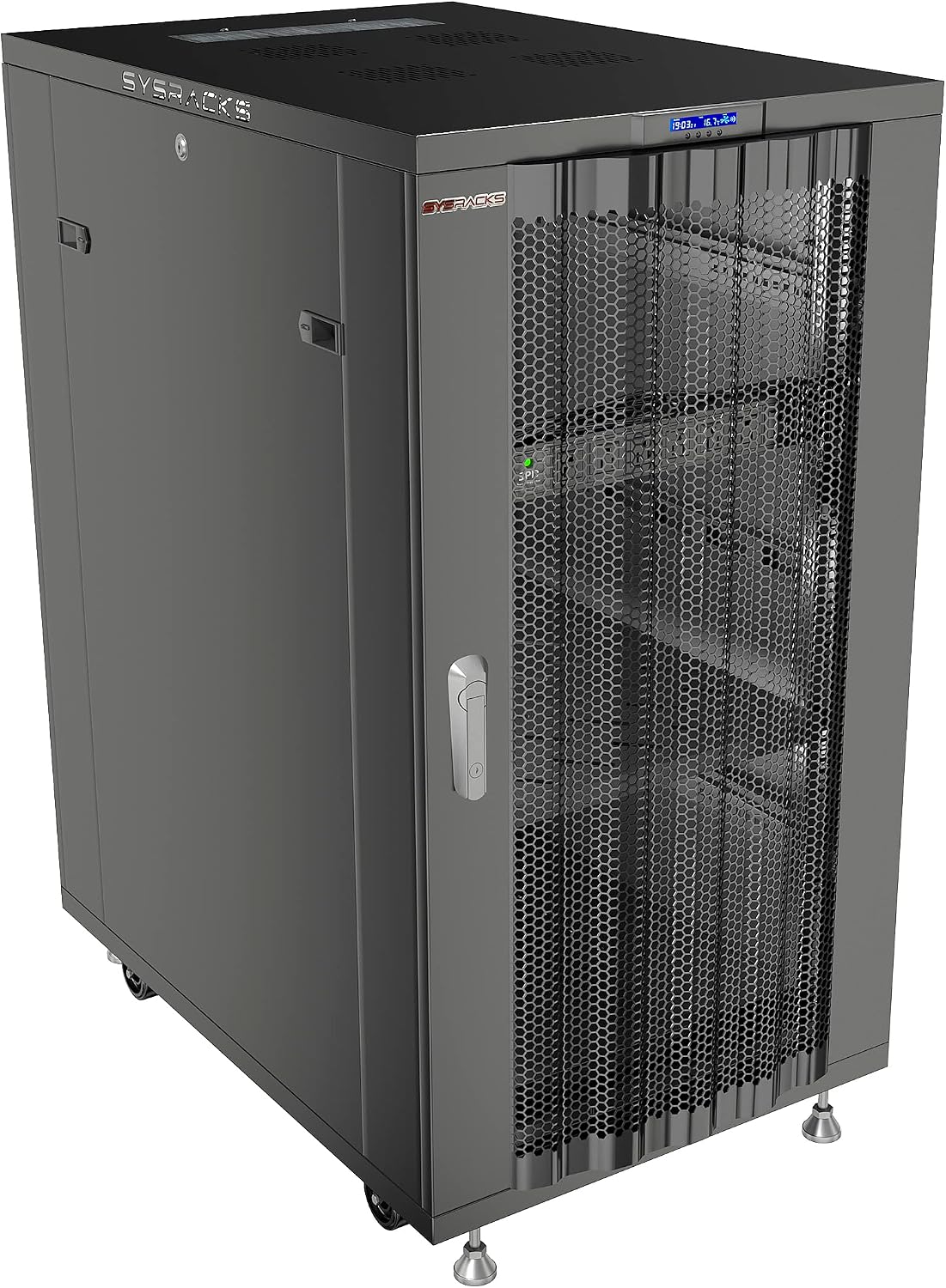 Sysracks 27U Server Rack Cabinet, 39' Deep 19' Floor Standing Enclosed Network Rack for Home Lab, NAS, UPS & AV Gear, Vented Doors, 4 Fans, PDU, Shelf, 1600 lb Capacity