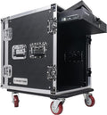 Sound Town 12U PA DJ Pro Audio Rack/Road ATA Case with Locking Drawer, 21'' Rackable Depth, Casters, Metal Ball Corners - Pro Tour Grade (STRC-12D2)