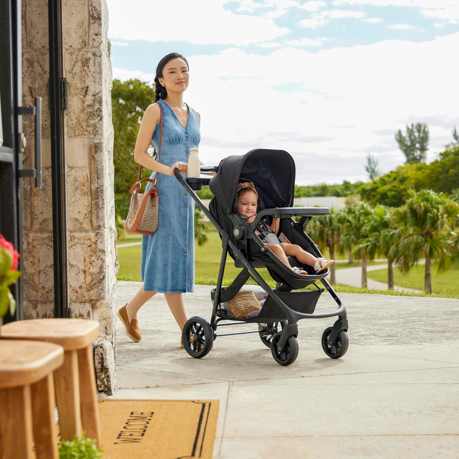Safety 1st Grow and Go Flex 8-in-1 Car Seat Stroller Combo, Baby Stroller Travel Systems for Infants 4-30 lbs, Stroller and Carseat Combo Set, Night Rider