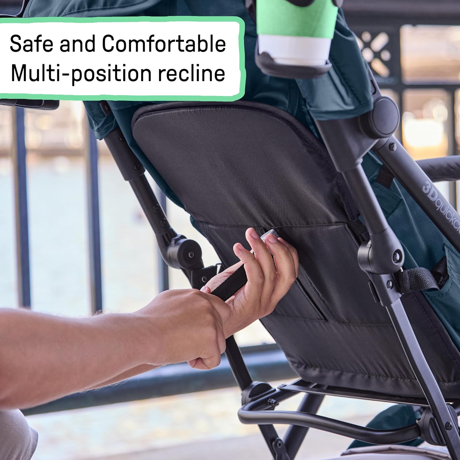 Ingenuity Ingenuity 3Dquickclose CS+ Compact Fold Stroller – Lightweight Stroller with Oversized Canopy, Extra-Large Storage and Compact Fold, Deep Ocean