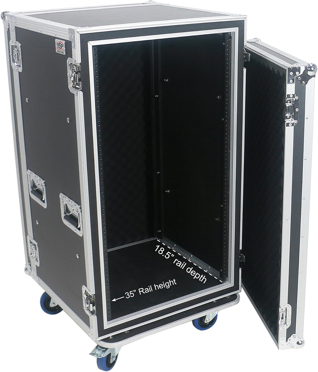 20 Space (20U) ATA Rack Amp Road Shock Mount Case (20' Deep) w/ Casters