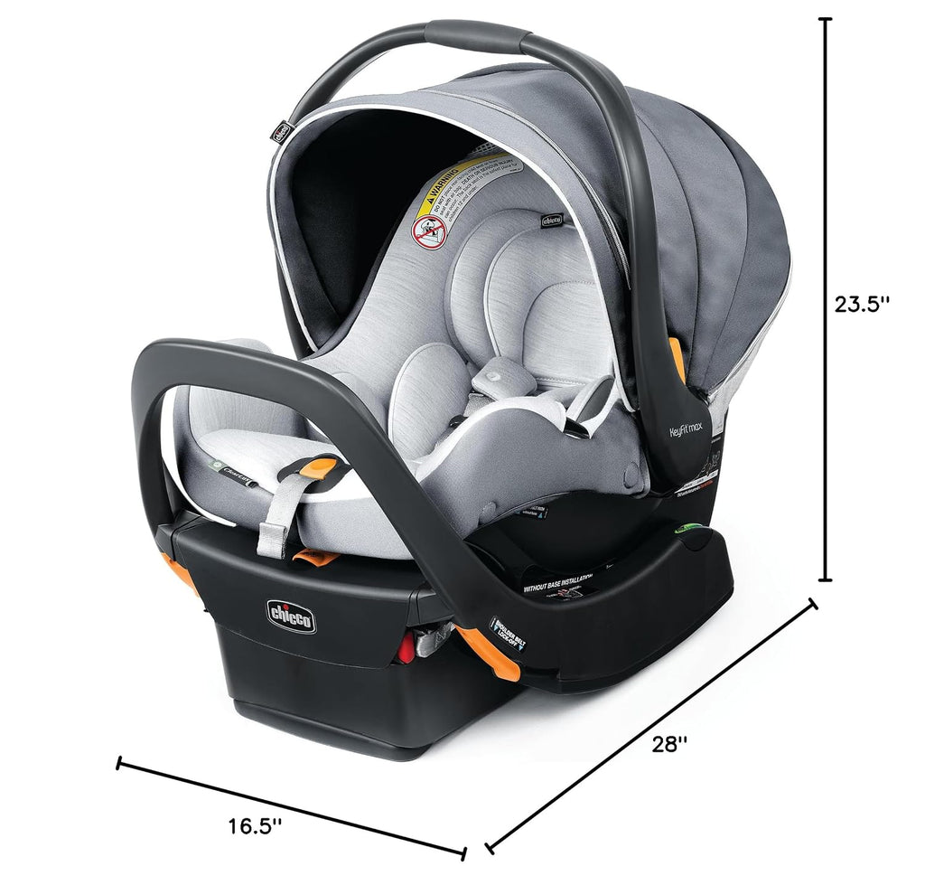 Chicco KeyFit Max Zip ClearLux Infant Car Seat and Base, Rear-Facing Seat for Infants 4-30 lbs., Zip-Open Privacy Shield, Compatible with Chicco Strollers, Baby Travel Gear | Verona/Grey