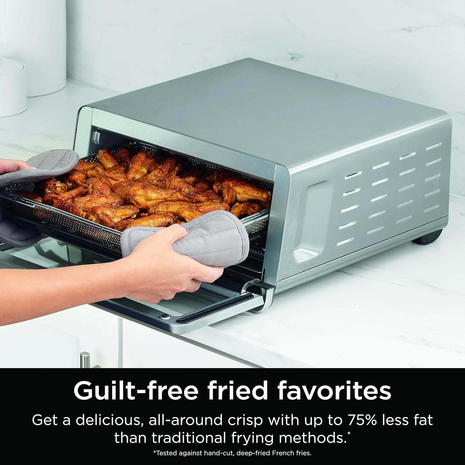 Ninja Air Fryer Toaster Oven Combo | 8-in-1 Functionality | Flip Up & Away for Storage Space | Air Fry Basket, Sheet Pan, Wire Rack & Removable Crumb Tray |1800 Watt | Stainless Steel | SP151