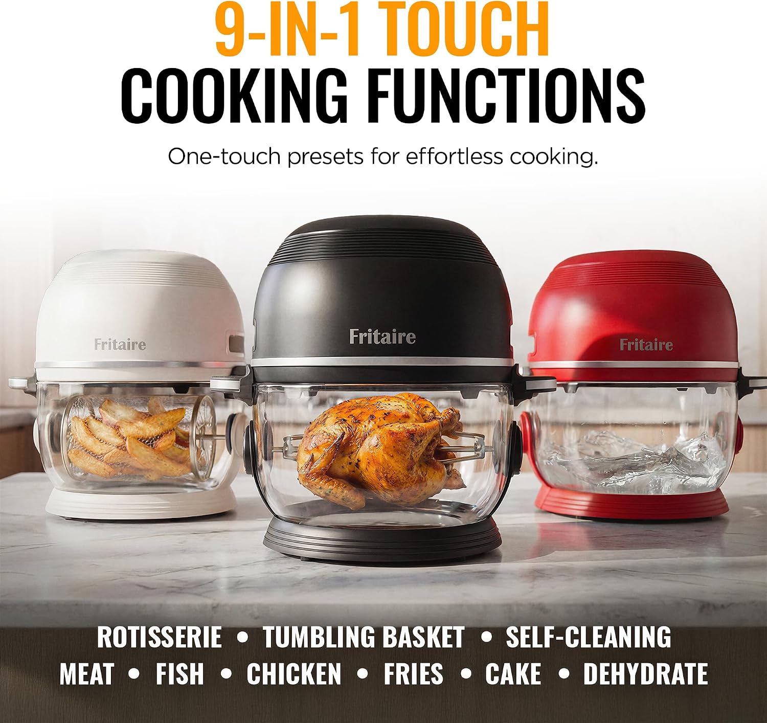 Non Toxic Air Fryer™ Pro | 9-in-1 Glass Air Fryer | Self-Cleaning | 5 Quart | Rotisserie and Tumbler | 400F Vortex For Even Cooking, BPA-Free Teflon Free, Recrisp, Roast, Bake, Black