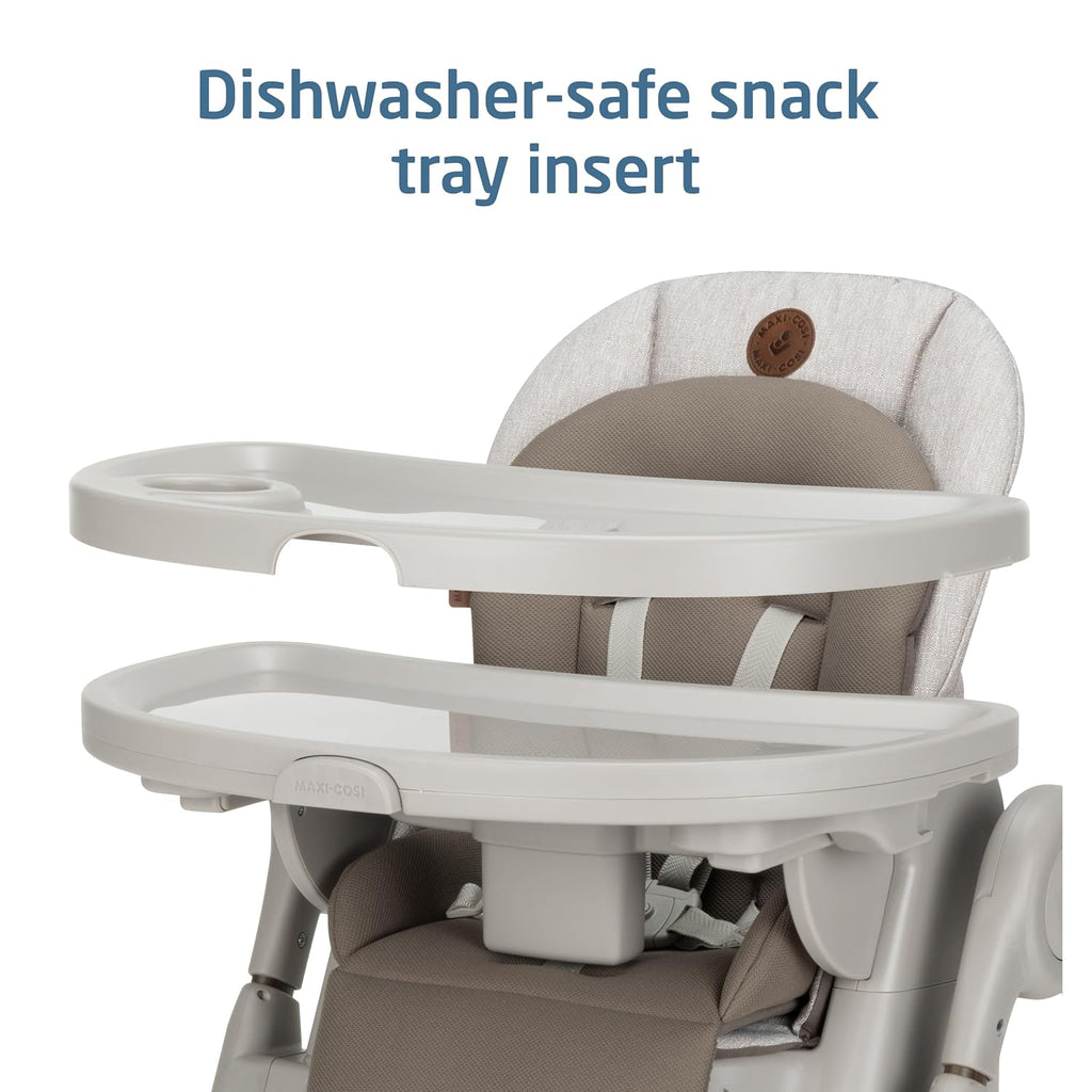 Maxi-Cosi Minla 6-in-1 High Chair for Babies & Toddlers, Portable Foldable Highchair, EcoCare Fabric, 9 Heights, 5 Reclines, 4 Tray Positions, Truffle